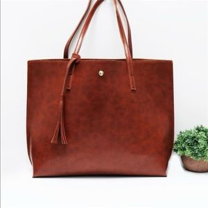 Vegan Leather Tote Cognac